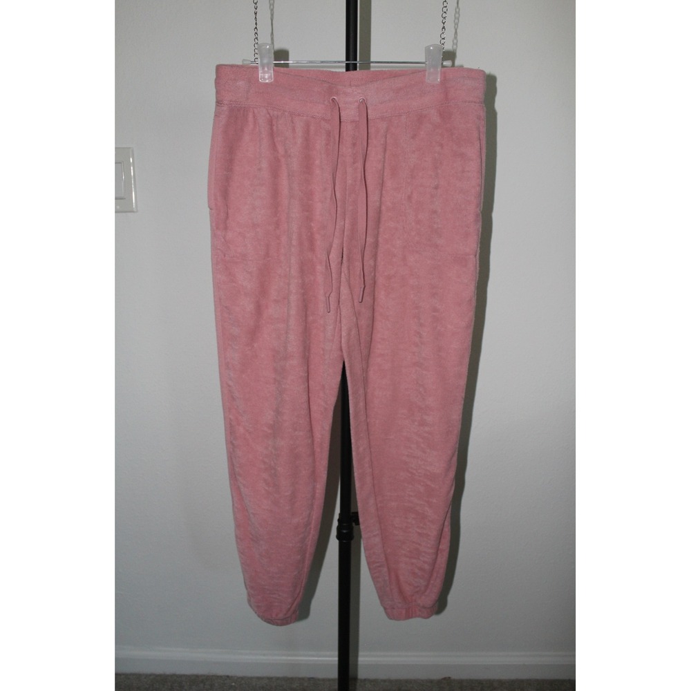 PJ Salvage Women's Pink Terry Cloth Joggers Drawstring Lounge Pants S